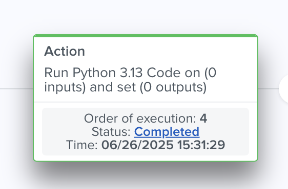 Screenshot of Code Step in Automation History View